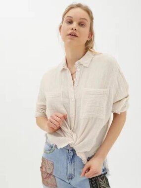 Urban Outfitters Lucy Gauze Cotton Button-Down Muslin Shirt - Size Small New!